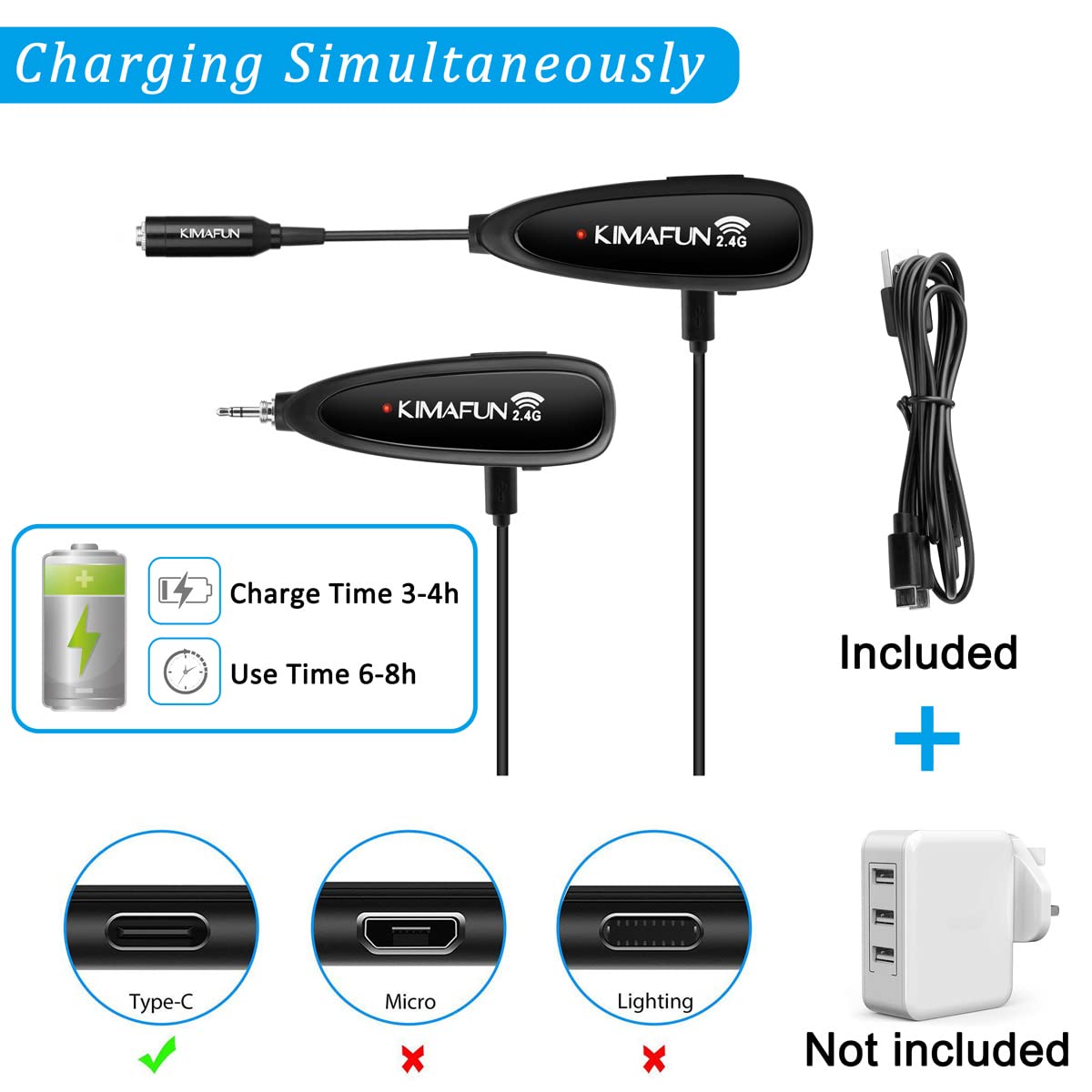 KIMAFUN ワイヤレスマイク 5個セット Amazon.com: KIMAFUN Wireless Microphone System, 2.4G Wireless